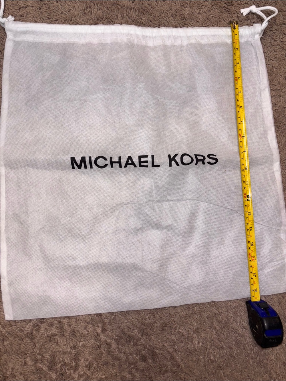 Michael Kors White Drawstring Dust Bag 18” x 18”